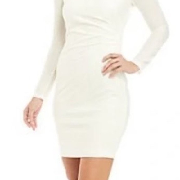 Vince Camuto Women's Size 8P White Bridal Sequined Sheath Side Ruche Dress NWT - Picture 9 of 12